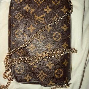 Louis Vuitton Brown Monogram Bag with Gold Chain